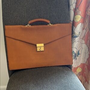 Vintage Renwick Steerhide Leather Briefcase with Attache Clamshell